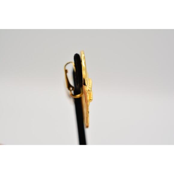 Pakula Vintage Clip On Earrings Clam Shell Brushed Gold Signed Chunky 80s BinAS - Picture 8 of 12